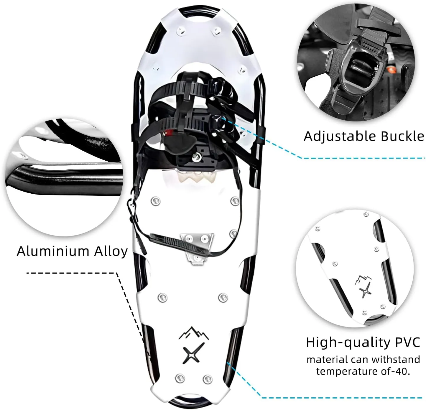 All Terrain Snowshoes with Trekking Poles,Lightweight Aluminum Snowshoes and Trekking Poles for Women/Men/Kids,Adjustable Ratchet Bindings and Carrying Tote Bag