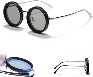 Allevio Adjustable ND Filter Sunglasses – Style Meets Precision Light Control, 1-9 Gears Rounded Polarized