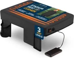 Alpcour Portable Extra Thick Heated Stadium Seat Cushion – Bleacher Cushion with Side Pocket, Cup Holder, Waterproof, Anti-Slip, and Straps – Perfect for Football Seats and Bench Seats for Bleachers
