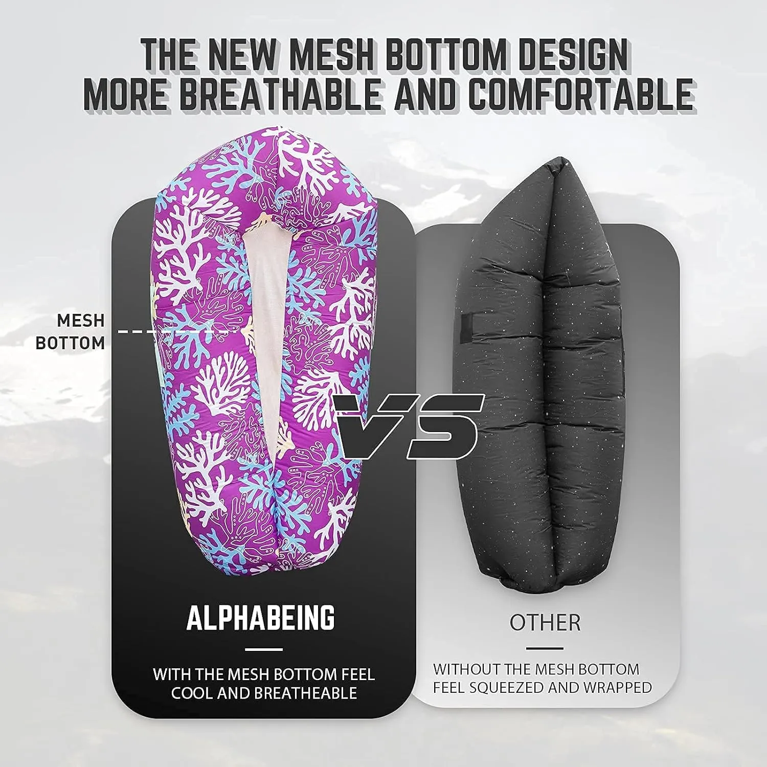 AlphaBeing Inflatable Lounger Air Sofa, Portable Inflatable Couch Mesh Hollow Air Hammock Anti Leakage Air Chair for Outdoor Camping Beach Traveling