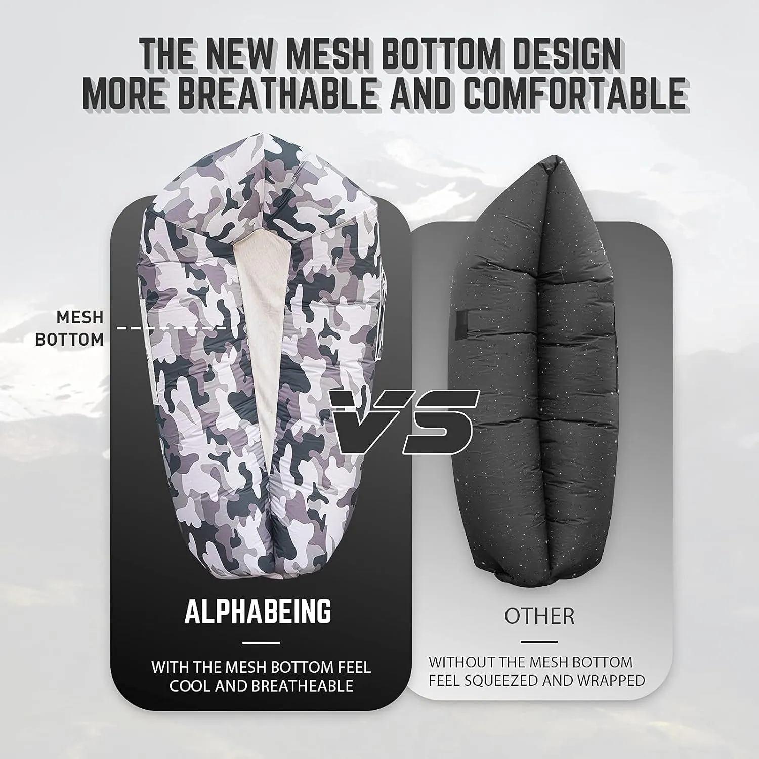 AlphaBeing Inflatable Lounger Air Sofa, Portable Inflatable Couch Mesh Hollow Air Hammock Anti Leakage Air Chair for Outdoor Camping Beach Traveling