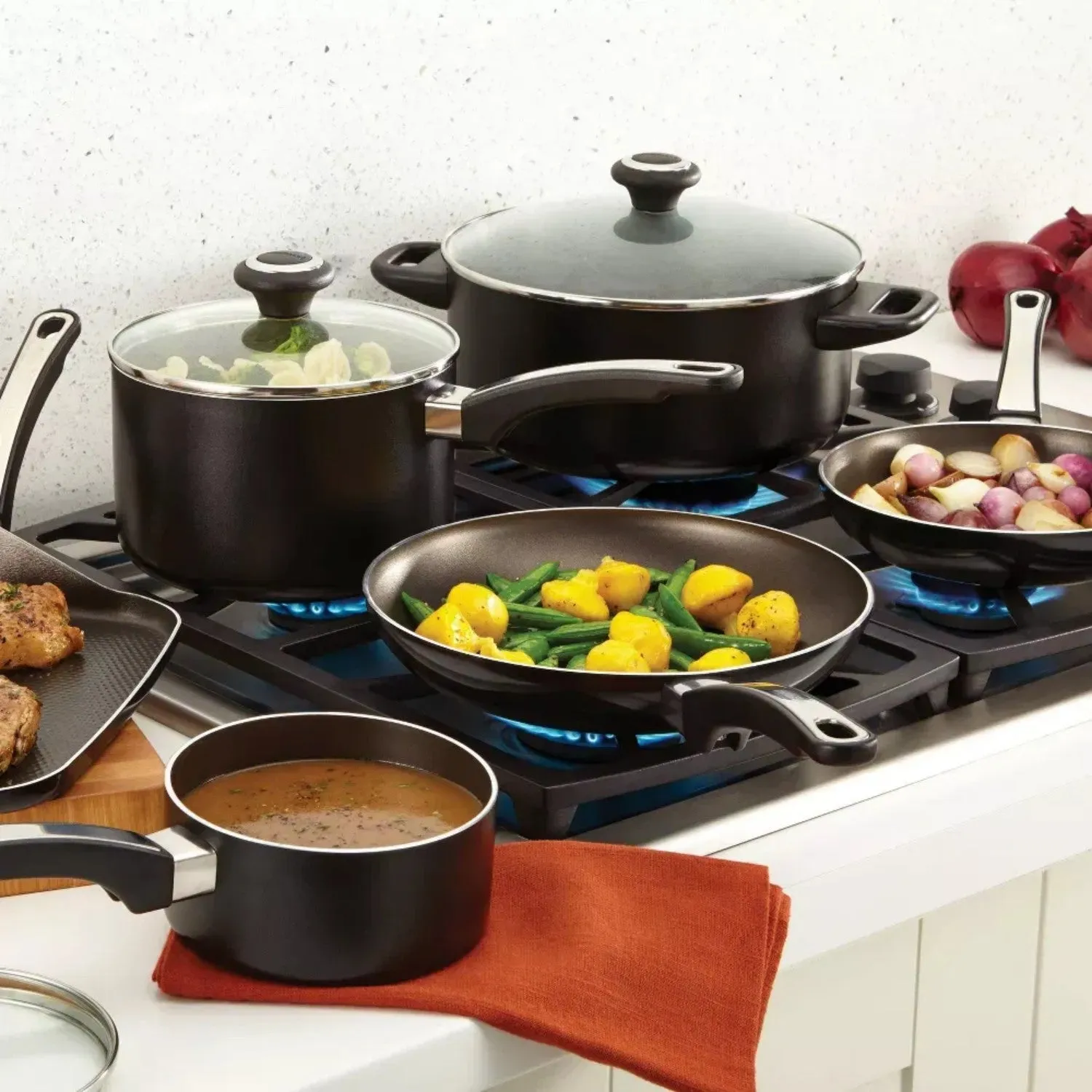 Aluminum Nonstick Set, Performance Set, High Pans Pots and 17-Piece LunaLulink Low-cost deal Black Cookware Efficient communication