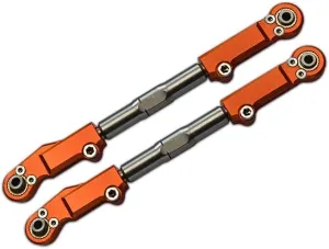 Aluminum Stainless Steel Front Upper Arm Tie Rod For Traxxas 1/8 4WD Sledge Monster Truck 95076-4 - 2Pc Set Orange