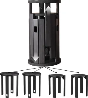 AMSXNOO Wood Stackable Stools, Bar Stools Set of 4 with Anti-Slip Pads, Nesting Side Table Coffee Table with Lift Holes for Kitchen Bedroom Home, No Assembly, Hold 220lbs (Black, 14.2x14.2x18.5in)