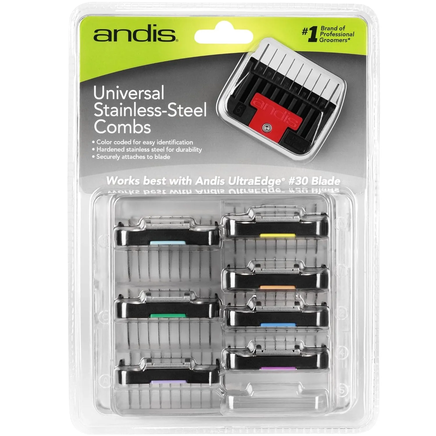 Andis - Set of stainless steel lifting combs 8