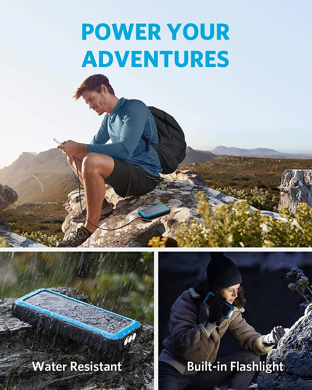 Anker PowerCore Power Bank (A1650011) -20000mAh ,Solar With Dual-Ports,USB-C