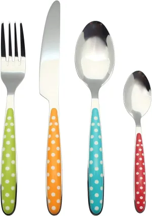 ANNOVA 24PCS Flatware Set - Stainless Steel Silverware/Cutlery with Color Handles - 6 x Dinner Forks, 6 x Dinner Knives, 6 x Dinner Spoons, 6 x Dessert Spoons - Service for 6 (Mix Color)