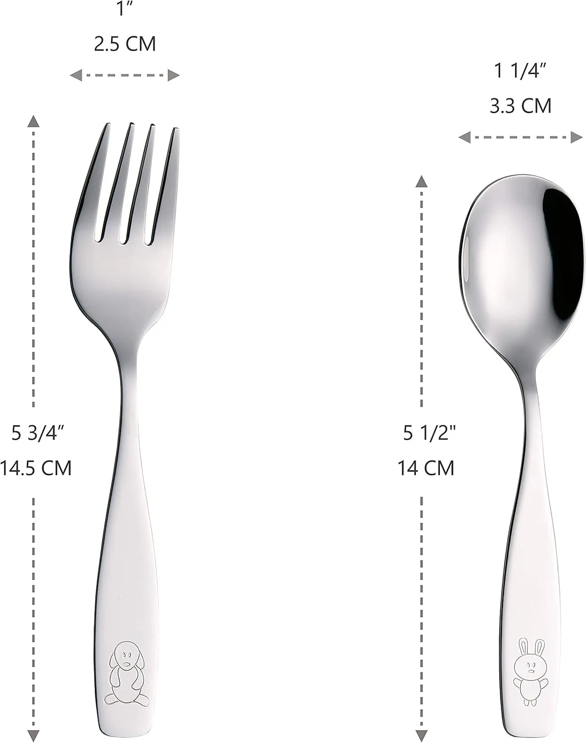 ANNOVA Kids Silverware 18 Pieces Children's Safe Flatware Set - Children Forks, Children Tablespoons, Toddler Utensils, Metal Cutlery Set for LunchBox (Stainless Steel, 18 Forks & Spoons)