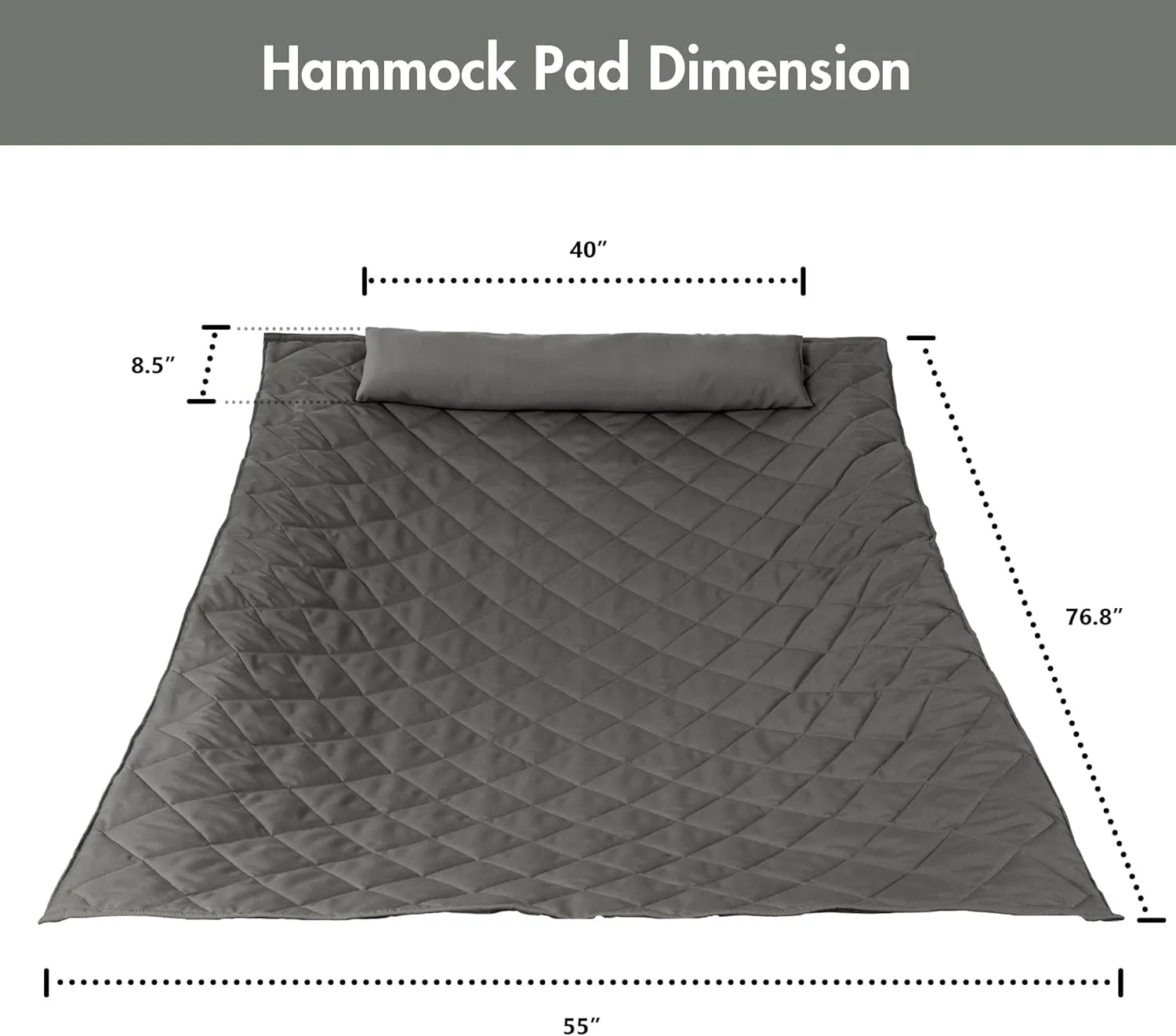 ANOW Portable Hammock Pad with Hammock Pillow, Replacement Hammock Pad, Grey