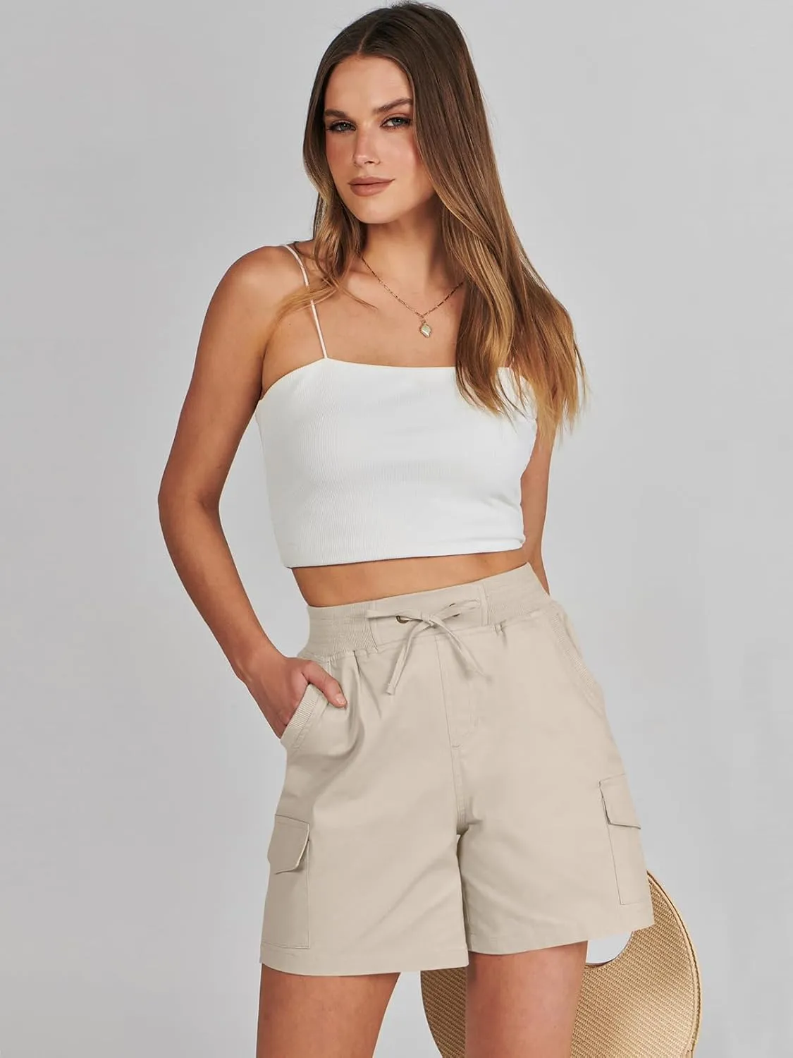 ANRABESS Womens Summer Shorts 2025 Dressy Casual Hiking Cargo Shorts Trendy Outdoor Outfits 6 Pockets