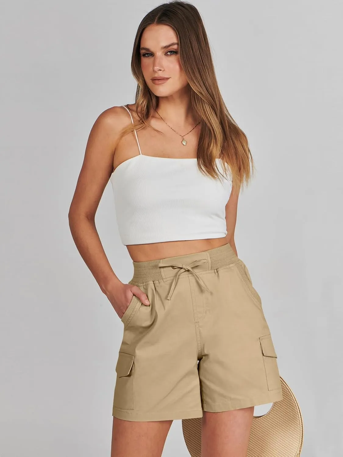 ANRABESS Womens Summer Shorts 2025 Dressy Casual Hiking Cargo Shorts Trendy Outdoor Outfits 6 Pockets