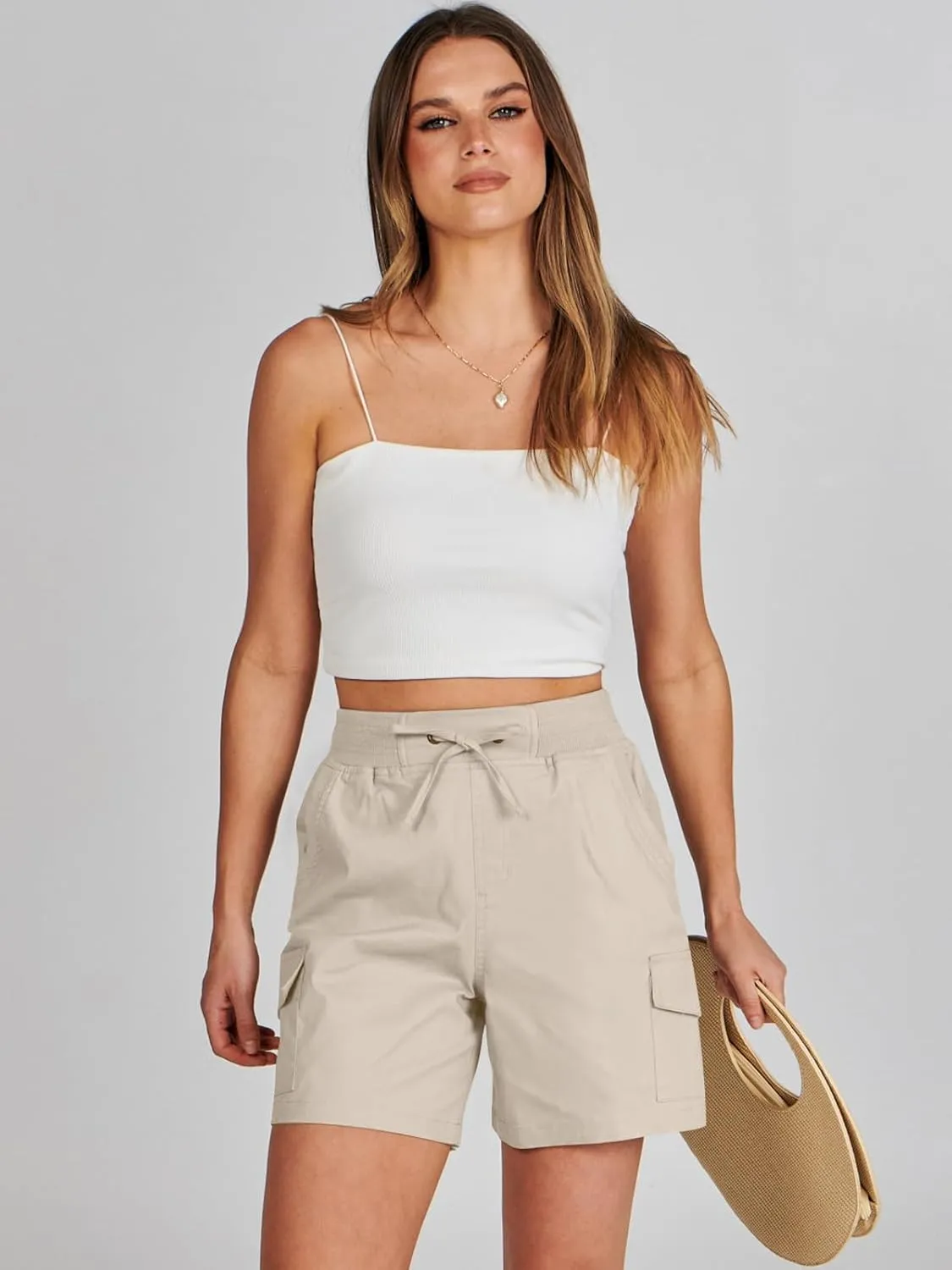 ANRABESS Womens Summer Shorts 2025 Dressy Casual Hiking Cargo Shorts Trendy Outdoor Outfits 6 Pockets