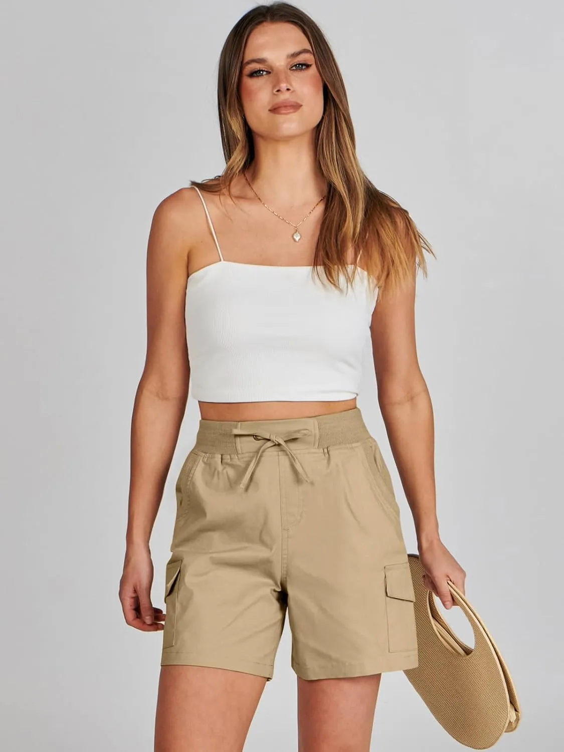 ANRABESS Womens Summer Shorts 2025 Dressy Casual Hiking Cargo Shorts Trendy Outdoor Outfits 6 Pockets