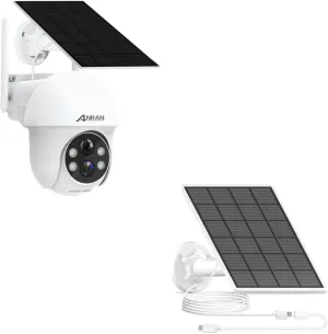 ANRAN C3 2K Solar Security Cameras Wireless Outdoor & 3W Solar Panel with 3M Micro USB & Type-C Port Cable