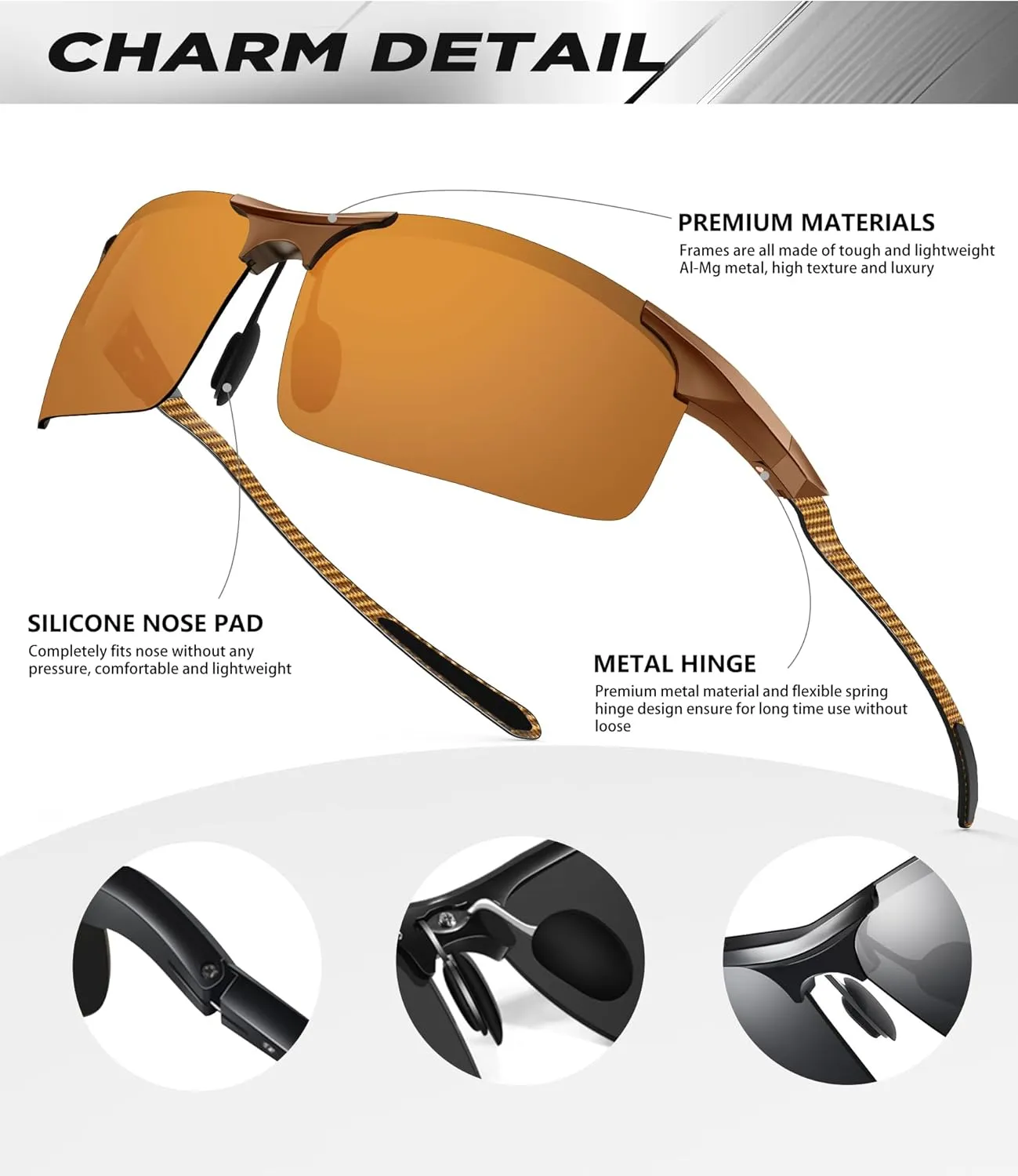 ANYLUV Polarized Sunglasses-Men Mens-Sunglasses Sport: Carbon Fiber Lightweight Sun Glasses Al-Mg UV400 Fishing Driving Golf