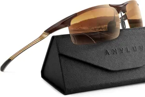 ANYLUV Polarized Sunglasses-Men Mens-Sunglasses Sport: Carbon Fiber Lightweight Sun Glasses Al-Mg UV400 Fishing Driving Golf