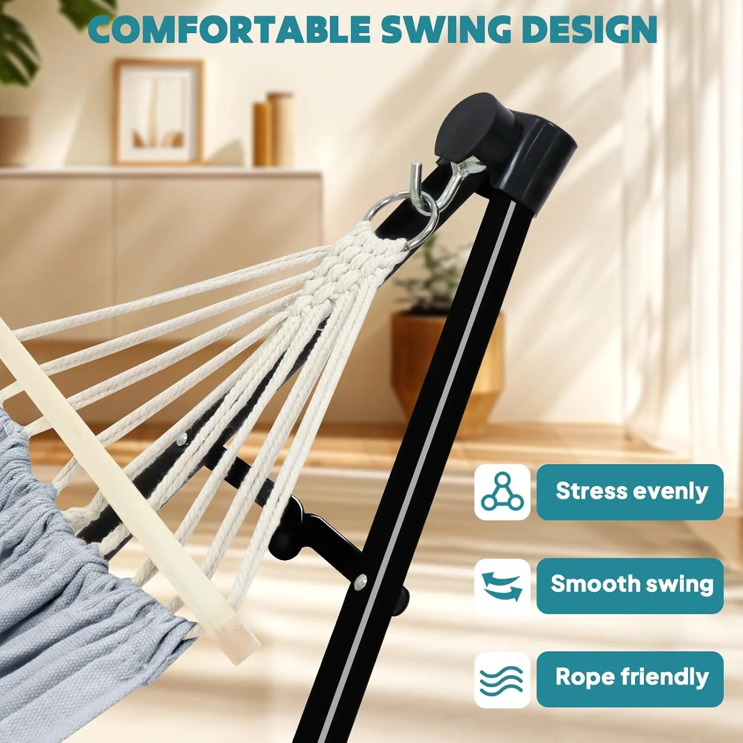 Anyoo 2 in 1 Hammock and Swinging Chair with Collapsible Steel Stand & Carrying Case,Portable & Adjustable,Easy Set Up for Outdoor,Indoor,Patio,Garden,Camping Trip