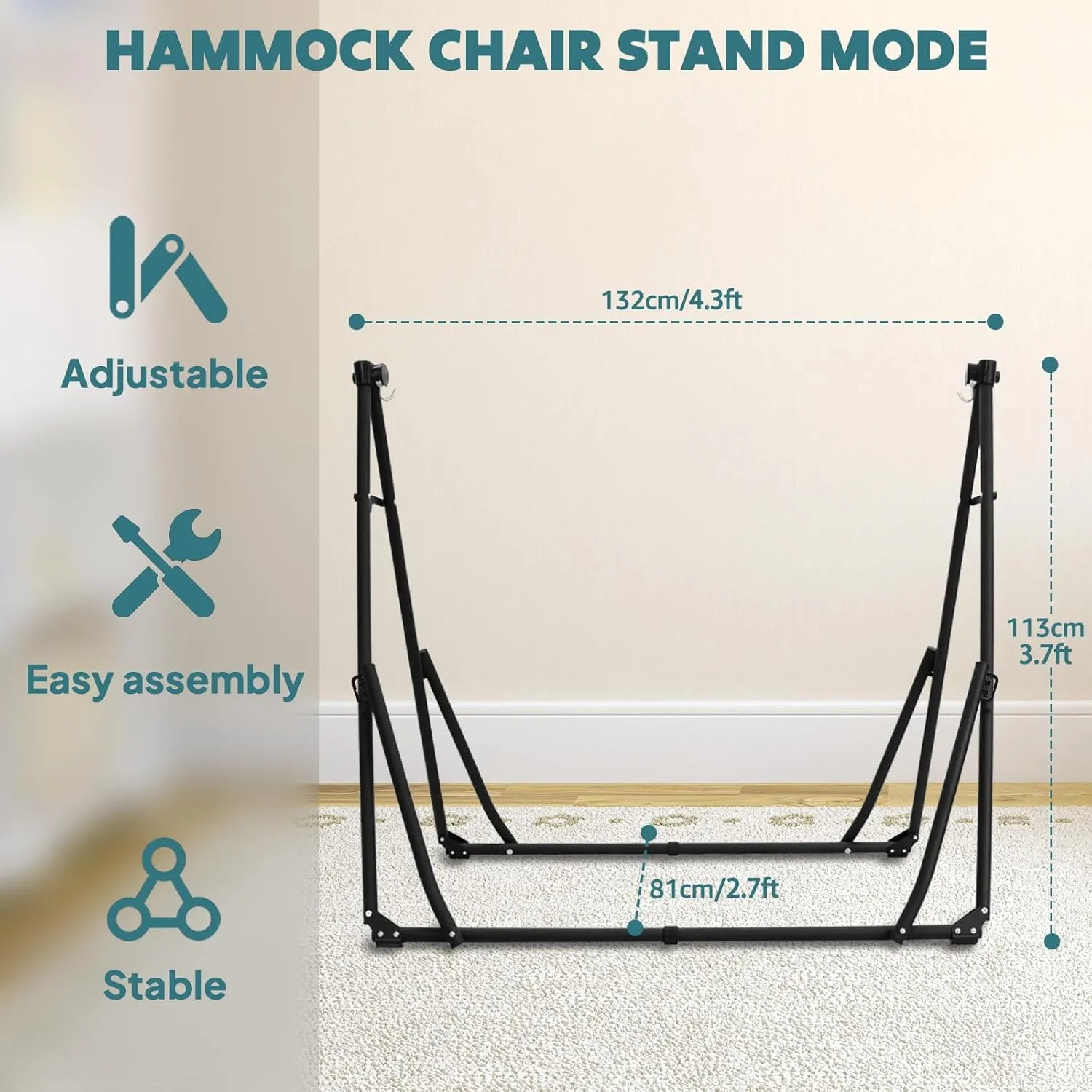 Anyoo 2 in 1 Hammock and Swinging Chair with Collapsible Steel Stand & Carrying Case,Portable & Adjustable,Easy Set Up for Outdoor,Indoor,Porch Swing,Patio,Garden,Camping Trip