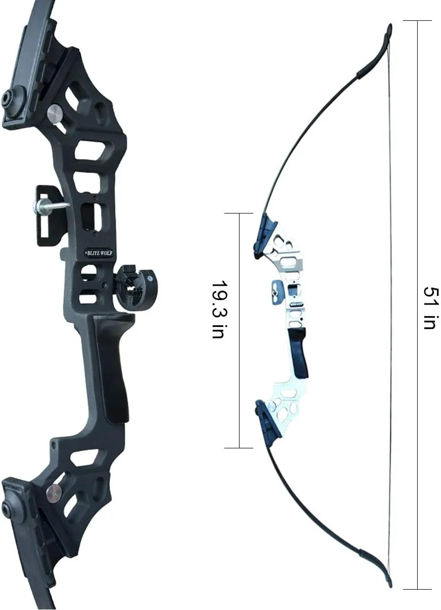 Archery 51" Takedown Recurve Bow and Arrows Set for Adults Metal Riser Longbow Kit Right Hand Straight Bow for Beginner Hunting Shooting Practice 30 40 50lb