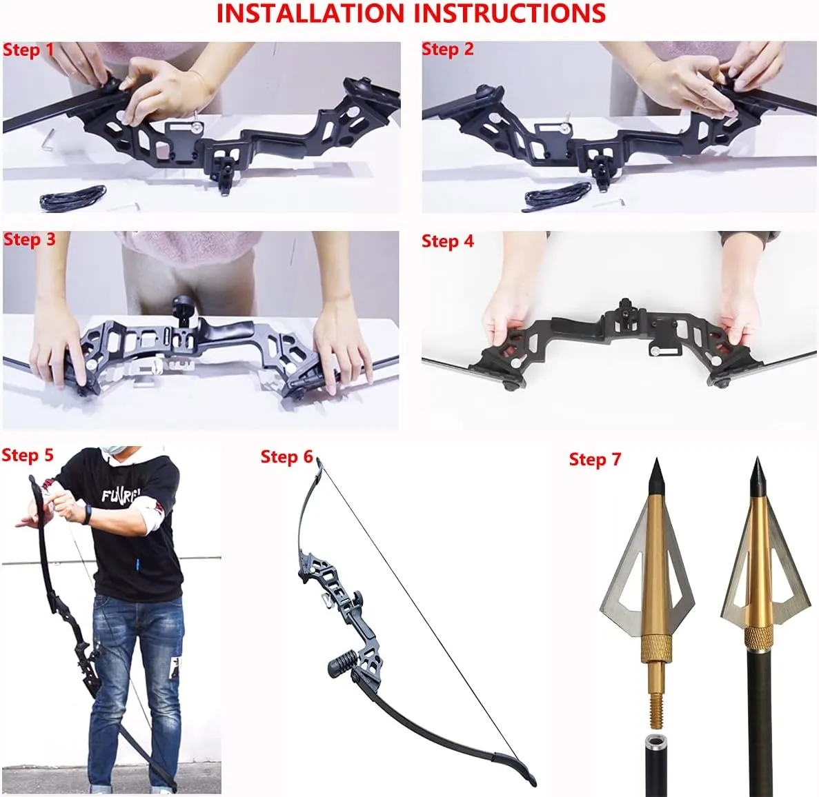 Archery 51" Takedown Recurve Bow and Arrows Set for Adults Metal Riser Longbow Kit Right Hand Straight Bow for Beginner Hunting Shooting Practice 30 40 50lb