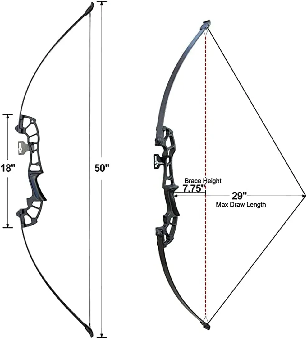 Archery Recurve Bow and Arrows Set for Adults Metal Riser 51" Longbow Kit Right Hand Straight Bow for Beginner Outdoor Hunting Shooting Practice