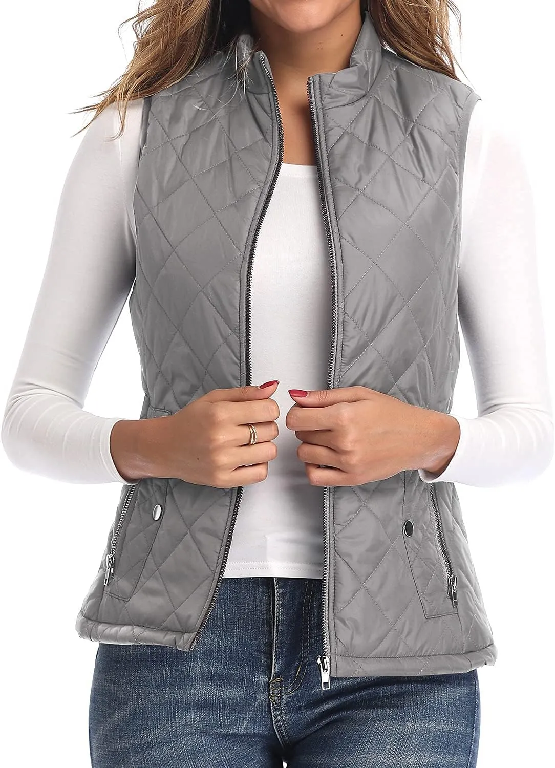 Argstar Women's Vest, Quilted Lightweight Zip Pockets Padded Gilet (XS-2XL)