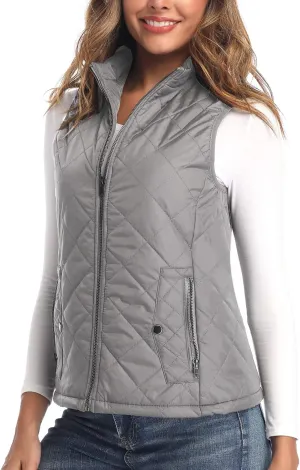Argstar Women's Vest, Quilted Lightweight Zip Pockets Padded Gilet (XS-2XL)