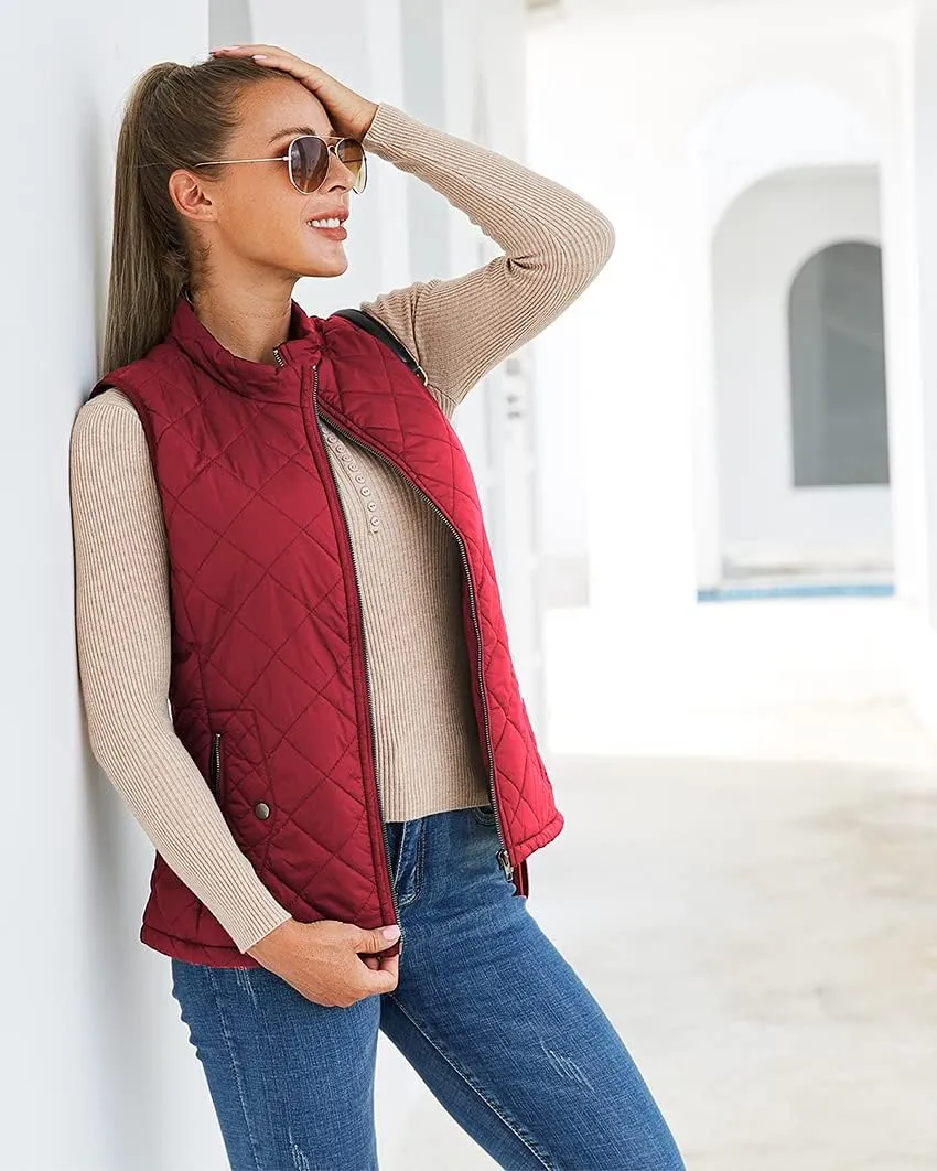 Argstar Women's Vest, Quilted Lightweight Zip Pockets Padded Gilet (XS-2XL)
