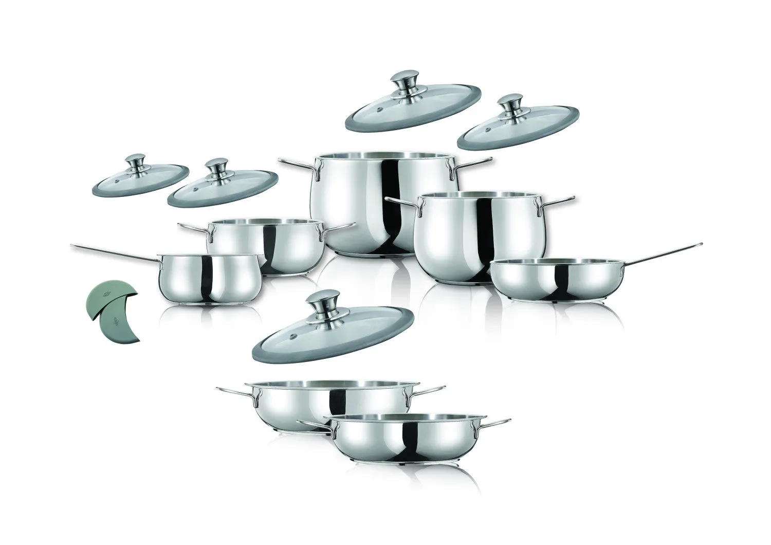 Arimi Luna 12-piece Italian Stainless Steel Cookware Set - Glass Lids|Arimi Luna Batterie De Cuisine Italienne En Acier Inoxydable 12 Pieces - Couvercle En Verre