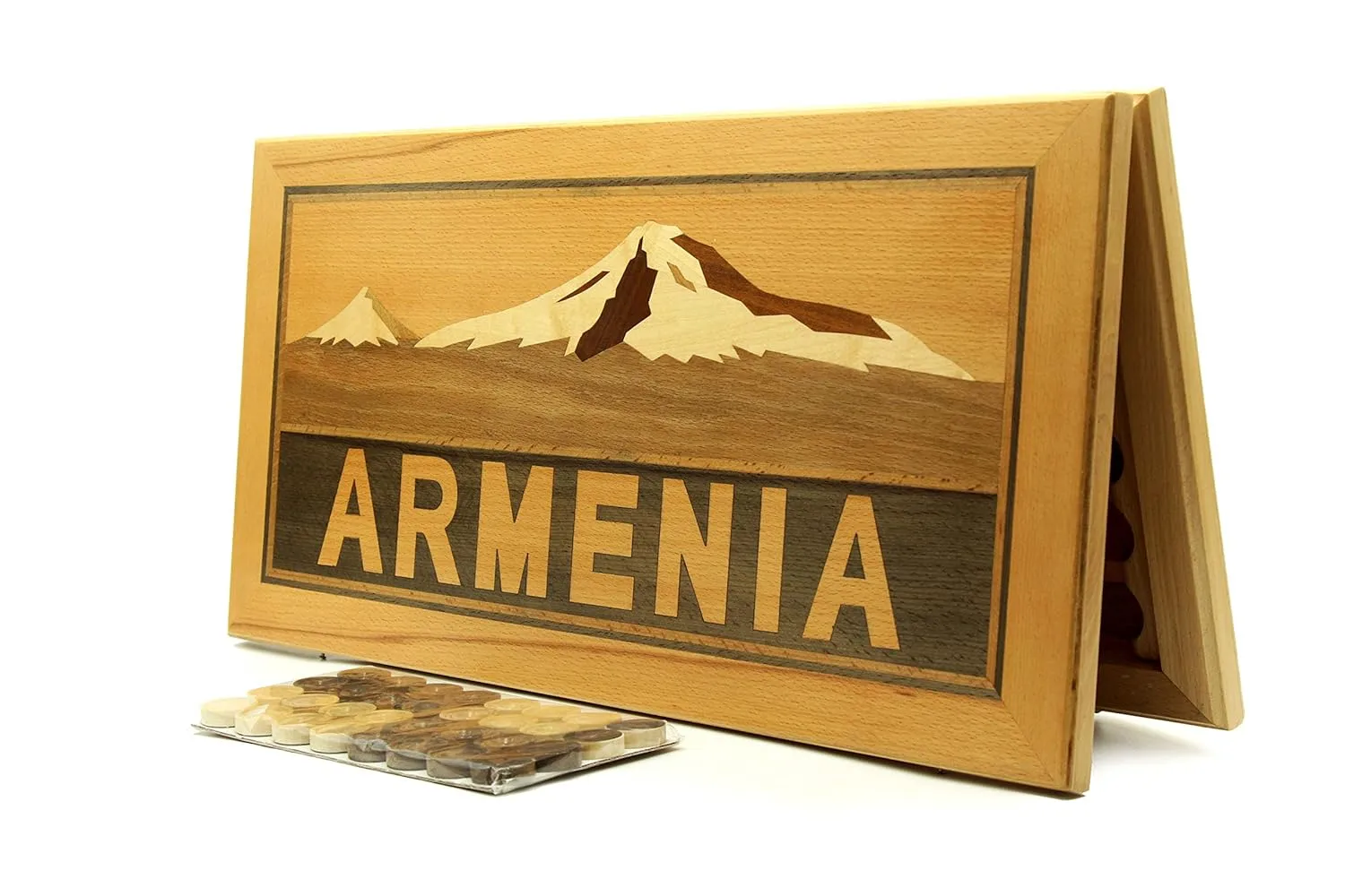 Armenian BACKGAMMON Mosaic ARARAT Mountain WOODEN BOARD GAME Nardi Nardy checkers chess carving Ornament handmade gift walnut wood table game backgammon set, table game
