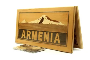 Armenian BACKGAMMON Mosaic ARARAT Mountain WOODEN BOARD GAME Nardi Nardy checkers chess carving Ornament handmade gift walnut wood table game backgammon set, table game