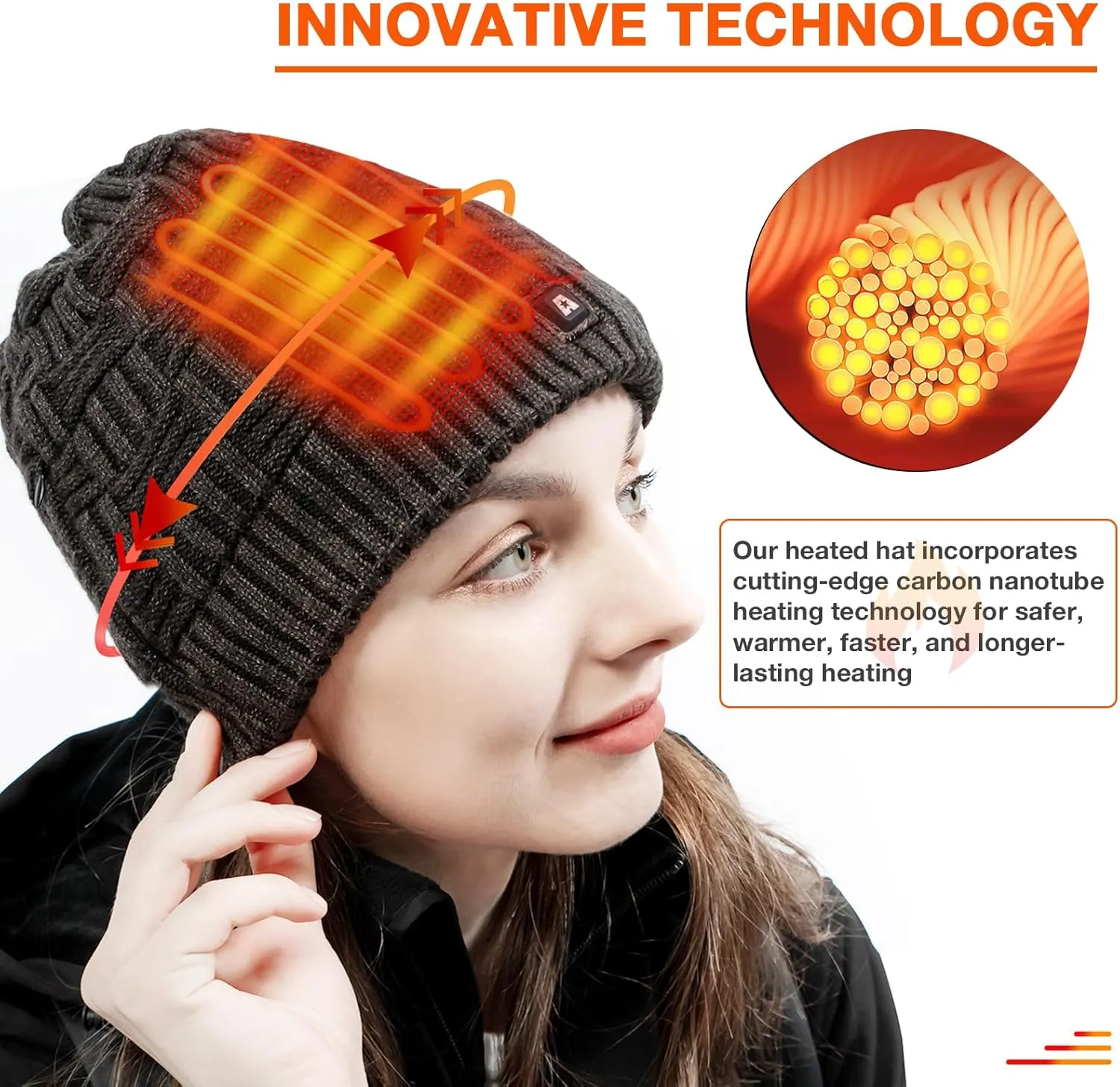 ARRIS Battery Heated Hats for Men Women, Unisex Rechargeable Winter Hat Warm Outdoor Sports Heated Beanie Cap