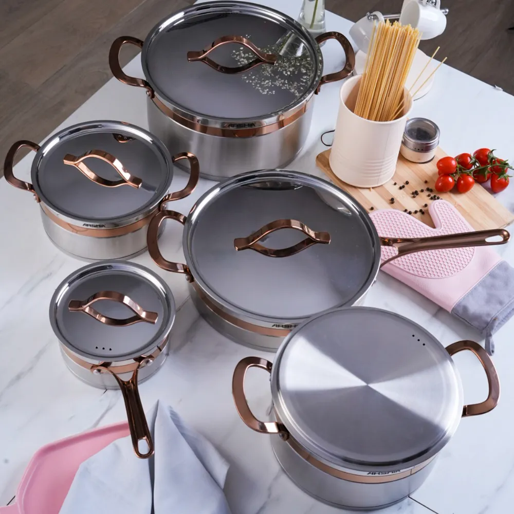 Arshia Stainless Steel Cookware Set 16Pcs Rose Gold