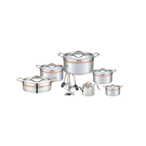 Arshia Stainless Steel Cookware Set 16Pcs Rose Gold