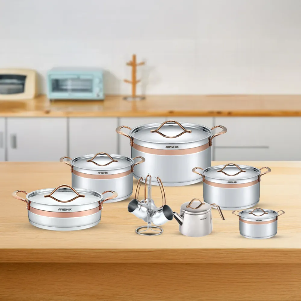 Arshia Stainless Steel Cookware Set 16Pcs Rose Gold