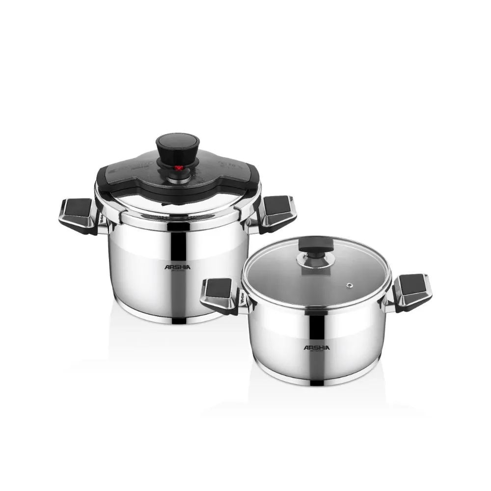 Arshia Twin Pressure Cooker 4L 7L Gray PR116-2999