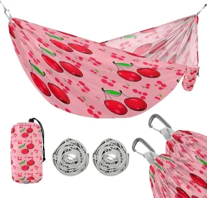 ATTX Cherries Camping Hammock - Lightweight & Portable Hammocks, Heavy Duty 330lbs Capacity for Indoor, Hiking, Backpacking, Travel, Backyard, Beach#221