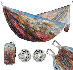 ATTX Colorful Wildflowers Meadow Camping Hammock - Lightweight & Portable Hammocks, Heavy Duty 330lbs Capacity for Indoor, Hiking, Backpacking, Travel, Backyard, Beach#595