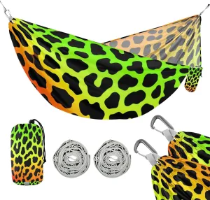 ATTX Leopard Skin Pattern Camping Hammock - Lightweight & Portable Hammocks, Heavy Duty 330lbs Capacity for Indoor, Hiking, Backpacking, Travel, Backyard, Beach#172