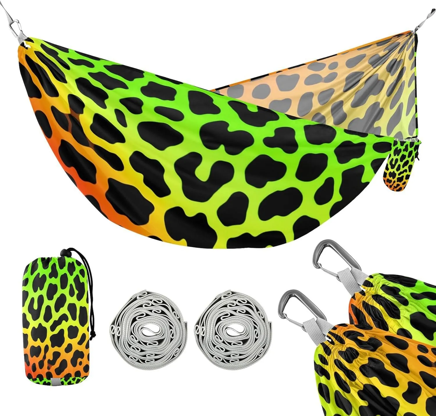 ATTX Leopard Skin Pattern Camping Hammock - Lightweight & Portable Hammocks, Heavy Duty 330lbs Capacity for Indoor, Hiking, Backpacking, Travel, Backyard, Beach#172