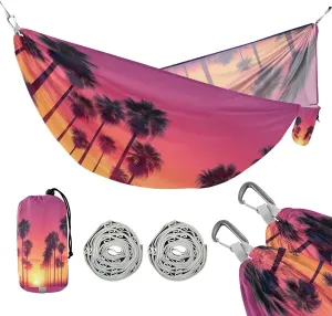 ATTX Palm Tree Silhouettes Camping Hammock - Lightweight & Portable Hammocks, Heavy Duty 330lbs Capacity for Indoor, Hiking, Backpacking, Travel, Backyard, Beach#42
