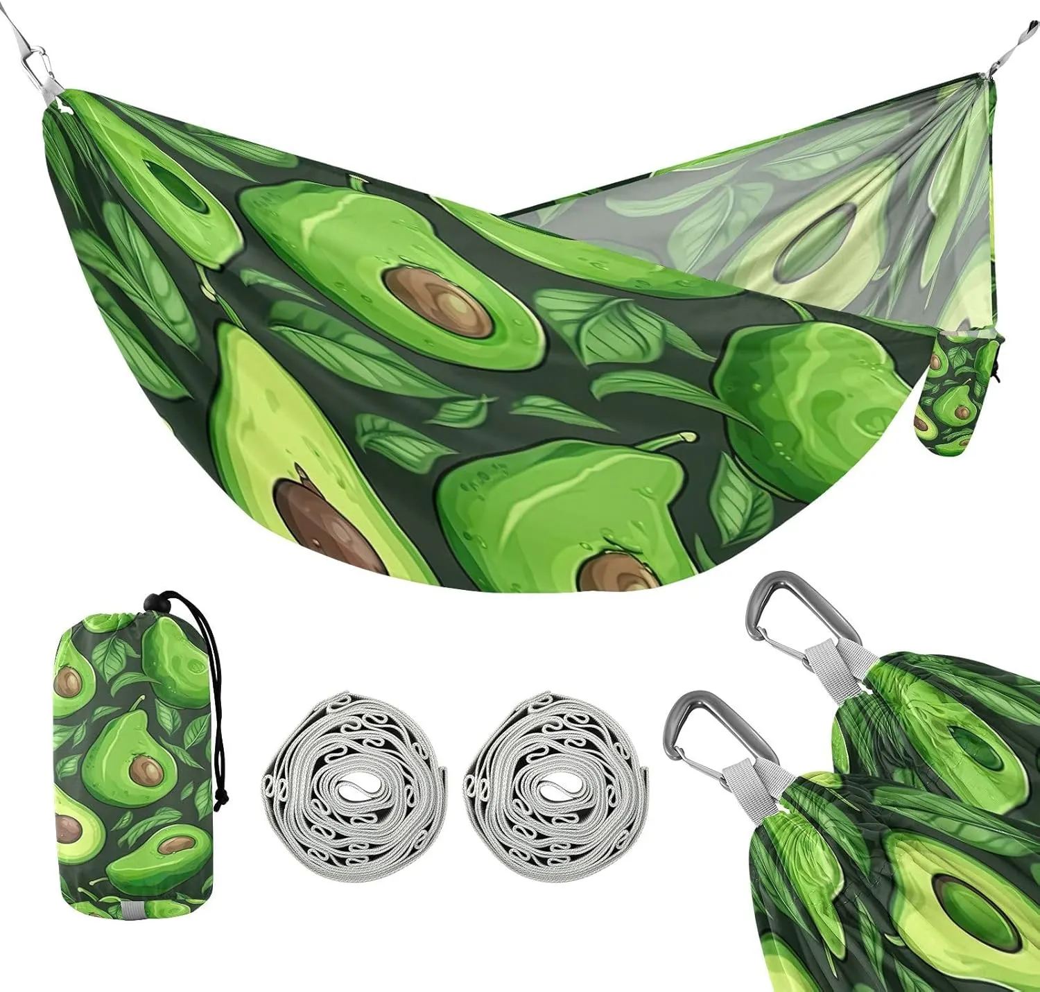 ATTX Small Avocado Slices Camping Hammock - Lightweight & Portable Hammocks, Heavy Duty 330lbs Capacity for Indoor, Hiking, Backpacking, Travel, Backyard, Beach#378