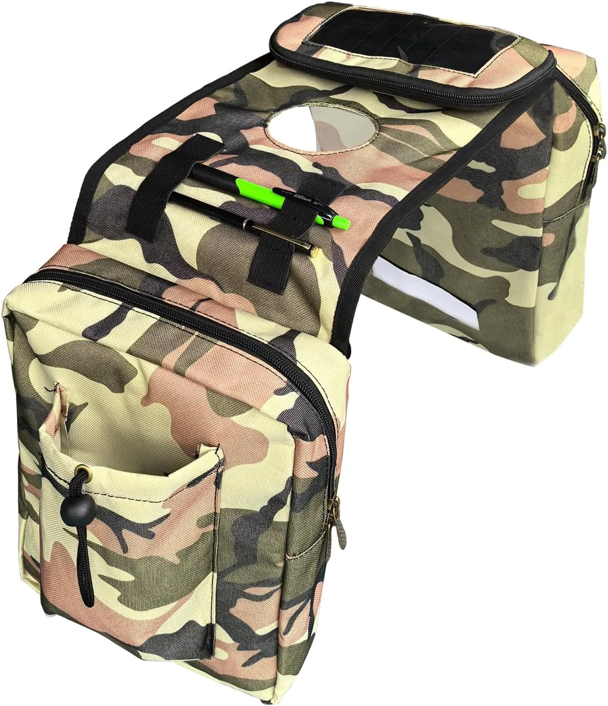 ATV Tank Bag Saddle Bag Waterproof Motorcycle Bag Compatible with Snowmobile Sportsman Scrambler FourTrax Grizzly UTV Hanging Storage Bag Camo Brown