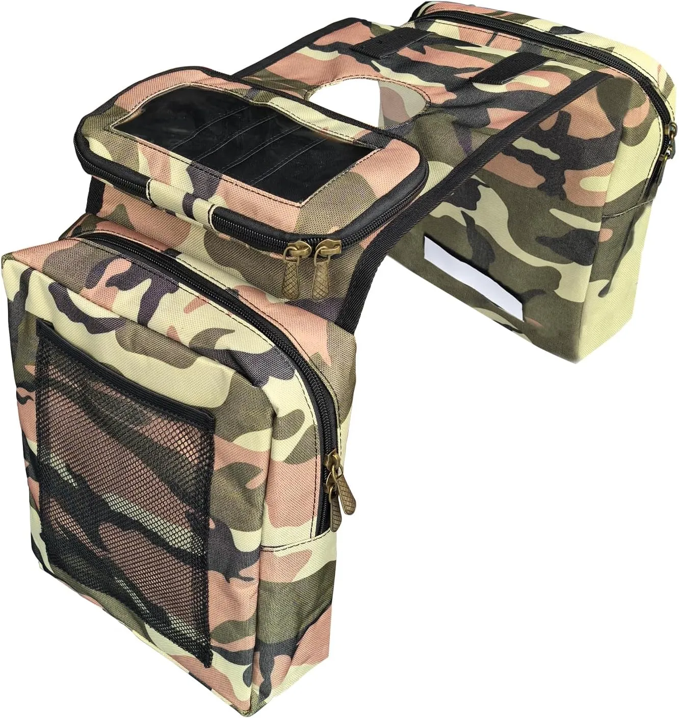 ATV Tank Bag Saddle Bag Waterproof Motorcycle Bag Compatible with Snowmobile Sportsman Scrambler FourTrax Grizzly UTV Hanging Storage Bag Camo Brown