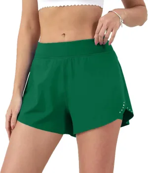 Aurefin Women's 2 in 1 Flowy Running Shorts High Waisted Athletic Shorts for Women Lightweight Workout Yoga Gym Shorts