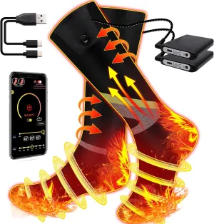 Autocastle Heated Socks for Men Women Rechargeable 5000mAh Battery Heating Socks APP Control Winter Warm Thermal Socks Washable Electric Foot Warmers for Hunting Camping Skiing Hiking Outdoors