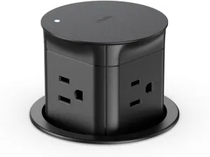 Automatic Pop Up Outlet Station for Kitchen Counter Island, Splash Resistant, 3.15" Diameter Round Pop Up Counter Outlet, Conference Table Power Hub