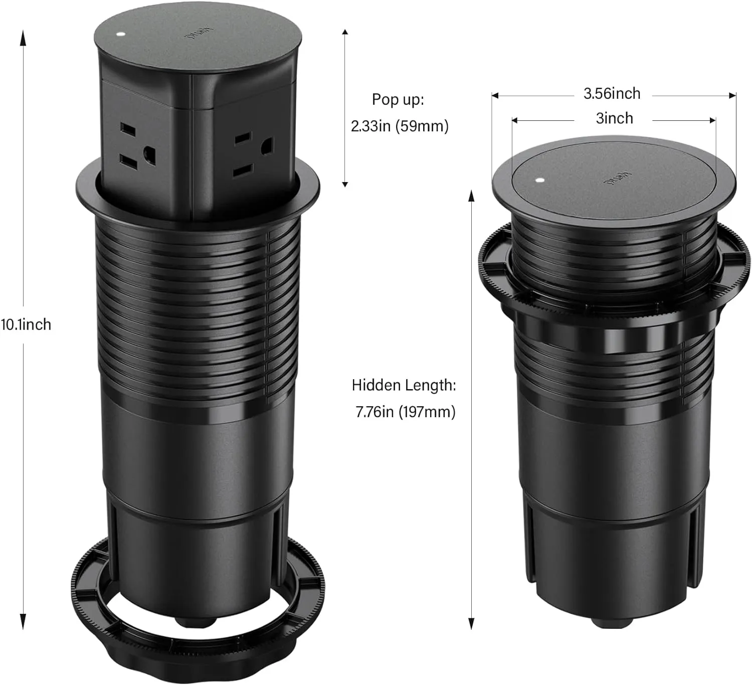 Automatic Pop Up Outlet Station for Kitchen Counter Island, Splash Resistant, 3.15" Diameter Round Pop Up Counter Outlet, Conference Table Power Hub
