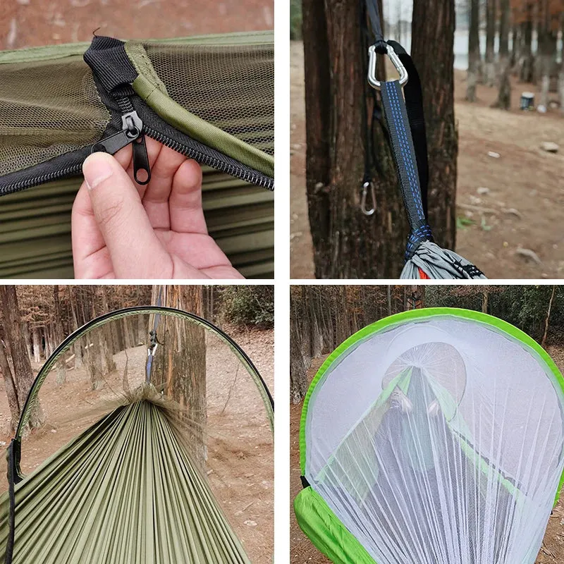 Automatic Quick-Opening Mosquito Net Hammock - Anti-Rollover Nylon Rocking Chair for Outdoor Camping, 260x140cm