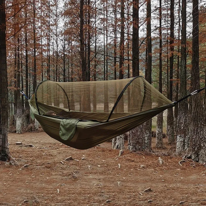 Automatic Quick-Opening Mosquito Net Hammock - Anti-Rollover Nylon Rocking Chair for Outdoor Camping, 260x140cm